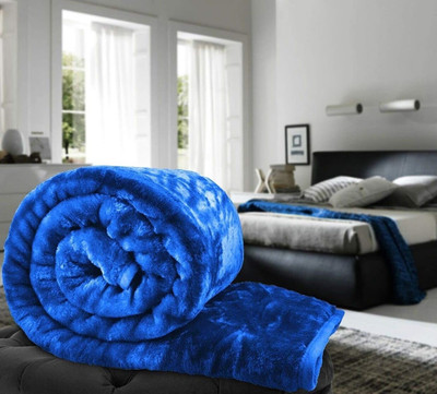 Anadhika Abstract Single Mink Blanket for  AC Room(Woollen Blend, Blue)