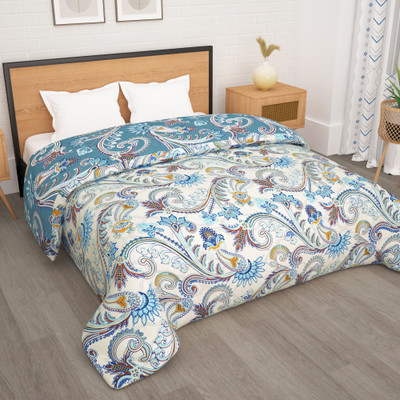 Story@home Printed Double Comforter for  Heavy Winter(Microfiber, Cream)