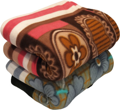HOMIEE Floral Single Fleece Blanket for  Heavy Winter(Polyester, 2 set type-02)