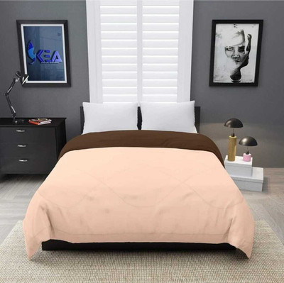 HAMMER HOME Solid Single, King Comforter for  AC Room(Microfiber, Peach & Brown)