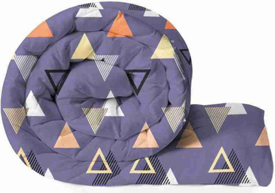 NK Handlooms Printed Single Quilt for  Heavy Winter(Poly Cotton, Grey Triangle C)