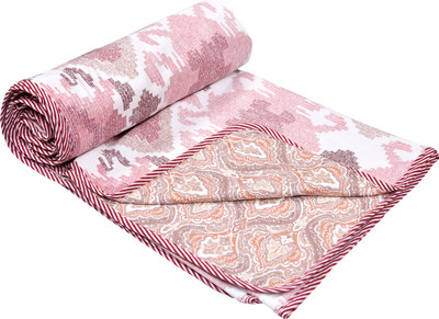 KEA Printed Double Dohar for  AC Room(Microfiber, Pink)