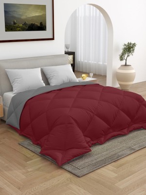 CHICERY Solid Double Comforter for  Heavy Winter(Microfiber, Maroon,grey)