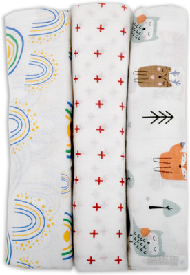 LazyToddler Geometric Single Swaddling Baby Blanket for  Mild Winter(Muslin, White)