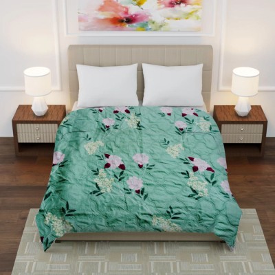 KALP COLLECTION Floral Single Comforter for  Mild Winter(Cotton, light emerald, Pink)