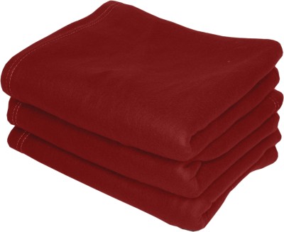 HOMIEE Solid Single Fleece Blanket for  AC Room(Polyester, 3 Red)