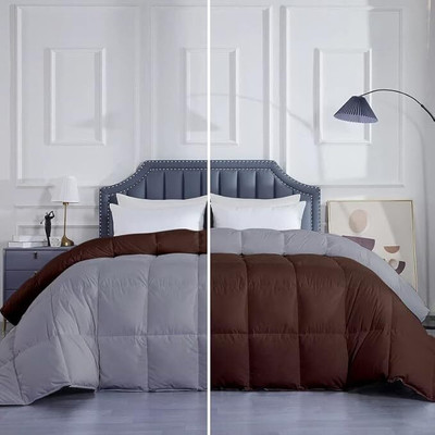 glaxy Solid Double Comforter for  AC Room(Microfiber, SILVER CHOCOLATE BROWN)