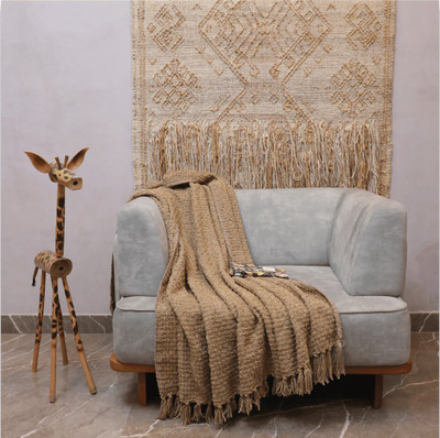 LUSHLYF Solid Single Throw for  AC Room(Cotton, Khaki)