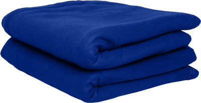 VORDVIGO Solid Single Fleece Blanket for  Mild Winter(Polyester, Blue)