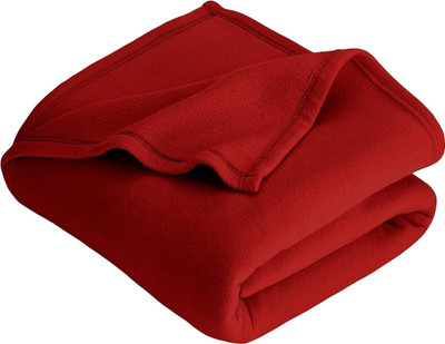 Neekshaa Solid Single Fleece Blanket for  Mild Winter(Polyester, Red)