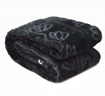 TUNDWAL'S Floral Double Mink Blanket for  Mild Winter(Microfiber, Grey)