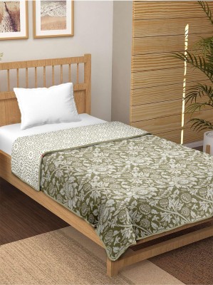 Reborn Printed Double AC Blanket for  AC Room(Cotton, Dark Green)