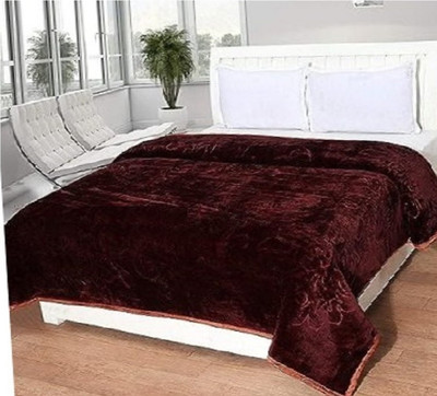 KIXTA Self Design Double Mink Blanket for  Heavy Winter(Microfiber, Brown)