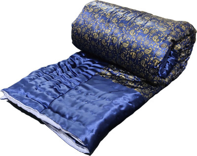 Gnudi Printed Double Quilt for  AC Room(Silk, Blue)