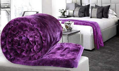 Goyal's Floral, Self Design, Solid, Printed Double Mink Blanket for  Heavy Winter(Microfiber, Purple)