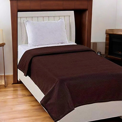 The Home Talk Solid Single Fleece Blanket for  AC Room(Polyester, Brown)
