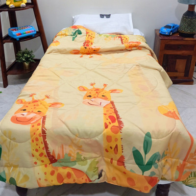Swarn Aangan Cartoon Single Comforter for  AC Room(Cotton, Yellow, Multicolor)