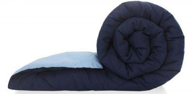 Linenovation Solid Double Comforter for  Mild Winter(Polyester, Dark Blue, SKY BLUE)