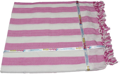 Aakriti Handloom Striped Single Top Sheet for  AC Room(Silk, White)
