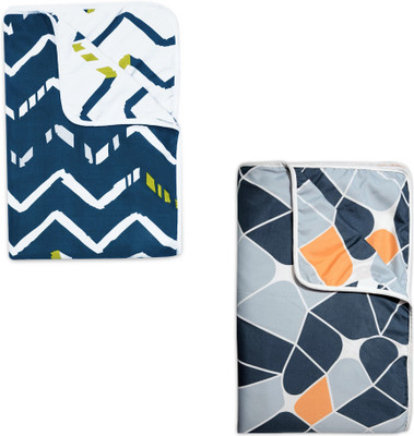 Divine Casa Printed Single Dohar for  AC Room(Microfiber, Dark Blue and Peach)