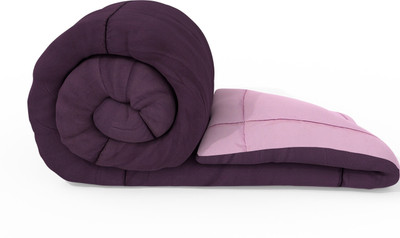 DORISTYLE Solid Single Quilt for  Heavy Winter(Poly Cotton, Wine & Beige)