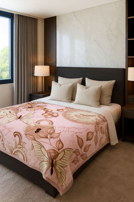 Signature Abstract Double Mink Blanket for  Mild Winter(Polyester, FLAMINGO BLOOM)