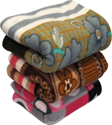 WARMZY Floral Single Fleece Blanket for  Heavy Winter(Polyester, 3 set type-3)