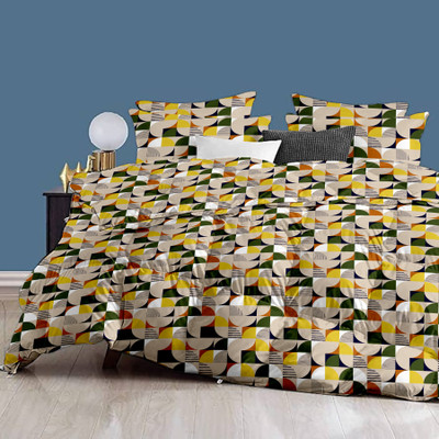 Bask and Belle Abstract Single Comforter for  AC Room(Cotton, Green)