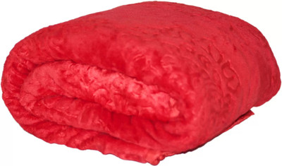 Anadhika Self Design Single Mink Blanket for  Heavy Winter(Woollen Blend, Red)