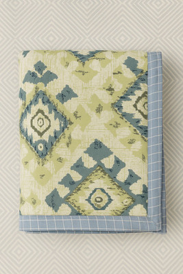 Comfort Shoppy Abstract Double Comforter for  Mild Winter(Cotton, Green, Blue)