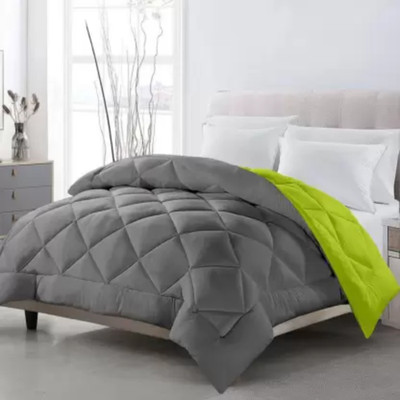 CRAZY WORLD Solid Double Comforter for  Mild Winter(Muslin, Grey P Green)