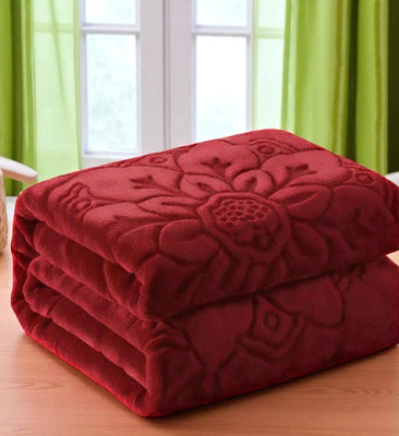GKM Floral Double Mink Blanket for  Heavy Winter(Microfiber, Maroon)