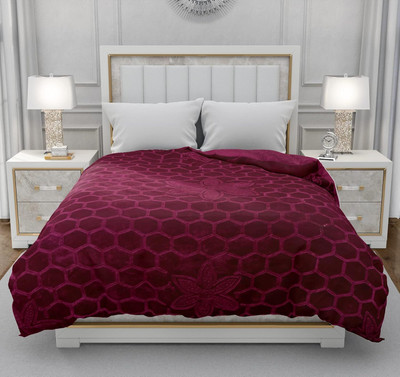 Shivam impex Self Design Double Woollen Blanket for  Heavy Winter(Microfiber, BURGUNDYy)