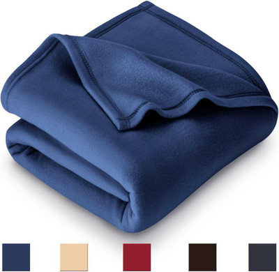 VAS COLLECTIONS Solid Single Wearable Blanket for  Mild Winter(Polyester, Dark Blue)