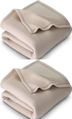 VORDVIGO Solid Single Fleece Blanket for  Mild Winter(Polyester, Beige)