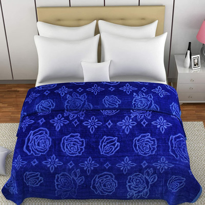 ACZO FEEL Abstract Double, King Mink Blanket for  Mild Winter(Microfiber, Blue, Dark Blue)