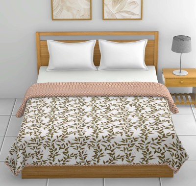 Riyans group Printed Double Dohar for  AC Room(Cotton, bel green white)