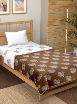 N Decor Printed Single Dohar for  AC Room(Cotton, Brown Leaf)