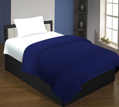 SPANGLE Solid Single Fleece Blanket for  Mild Winter(Microfiber, Blue)