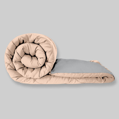 JP SHINE Solid Single Quilt for  Heavy Winter(Poly Cotton, Peach & Grey)