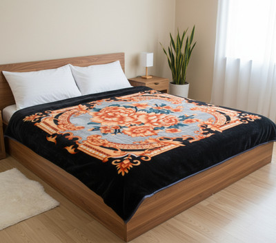 Riyaasat Floral Double Mink Blanket for  Mild Winter(Polyester, Multicolor)