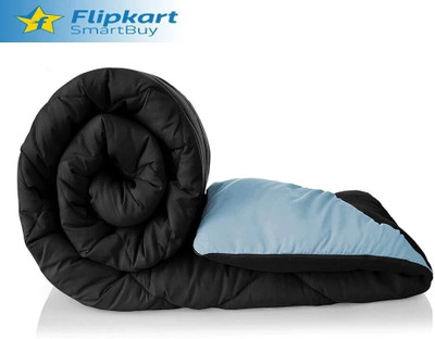 Flipkart SmartBuy Solid Double Comforter for  AC Room(Microfiber, Black & Grey)