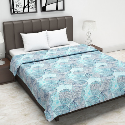 Divine Casa Printed Double Dohar for  AC Room(Cotton, Blue and Brown)