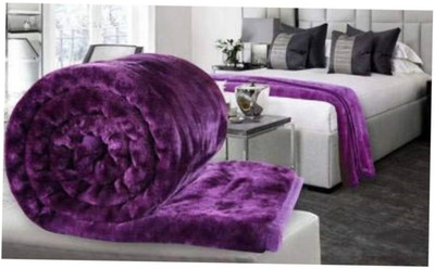 KIXTA Self Design Double Mink Blanket for  Heavy Winter(Microfiber, Purple)