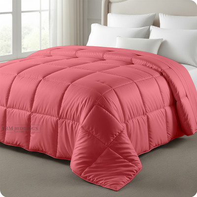 YRM Solid Double Comforter for  Mild Winter(Silk, Coral Pink)