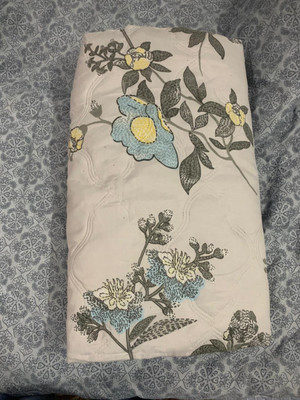 Comfort Shoppy Floral Double Comforter for  Mild Winter(Cotton, Grey, Yellow, Blue)