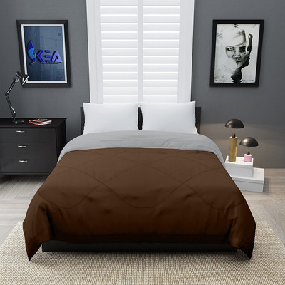Relaxfeel Solid Single Comforter for  Heavy Winter(Poly Cotton, Brown & Grey)