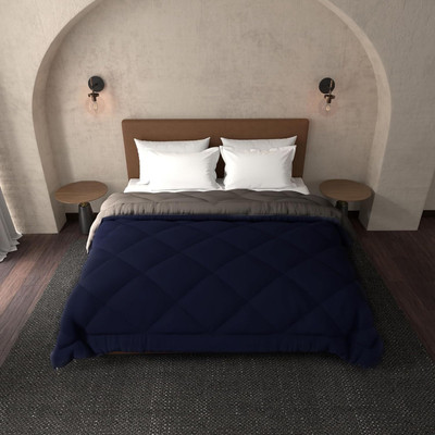 HAMMER HOME Solid Double Comforter for  AC Room(Microfiber, Navy)