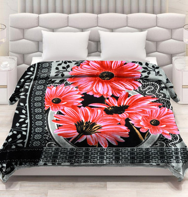 SPANGLE Printed Double AC Blanket for  AC Room(Microfiber, Pink, Grey)