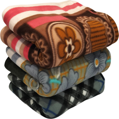 HOMIEE Floral Single Fleece Blanket for  Heavy Winter(Polyester, 3 set type-04)